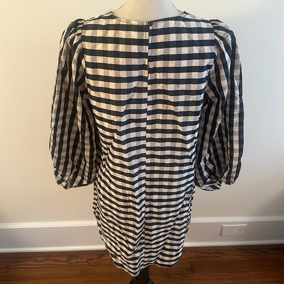 H&M Gingham Balloon Long Puff Sleeves Dress Small Black and White - Picture 7 of 9